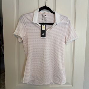 Adidas Women’s Light Coral Striped Golf Polo